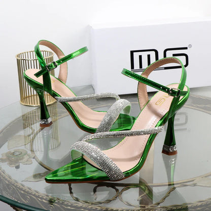 Green Rhinestone Sandals