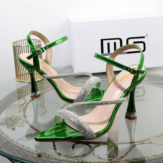 Green Rhinestone Sandals