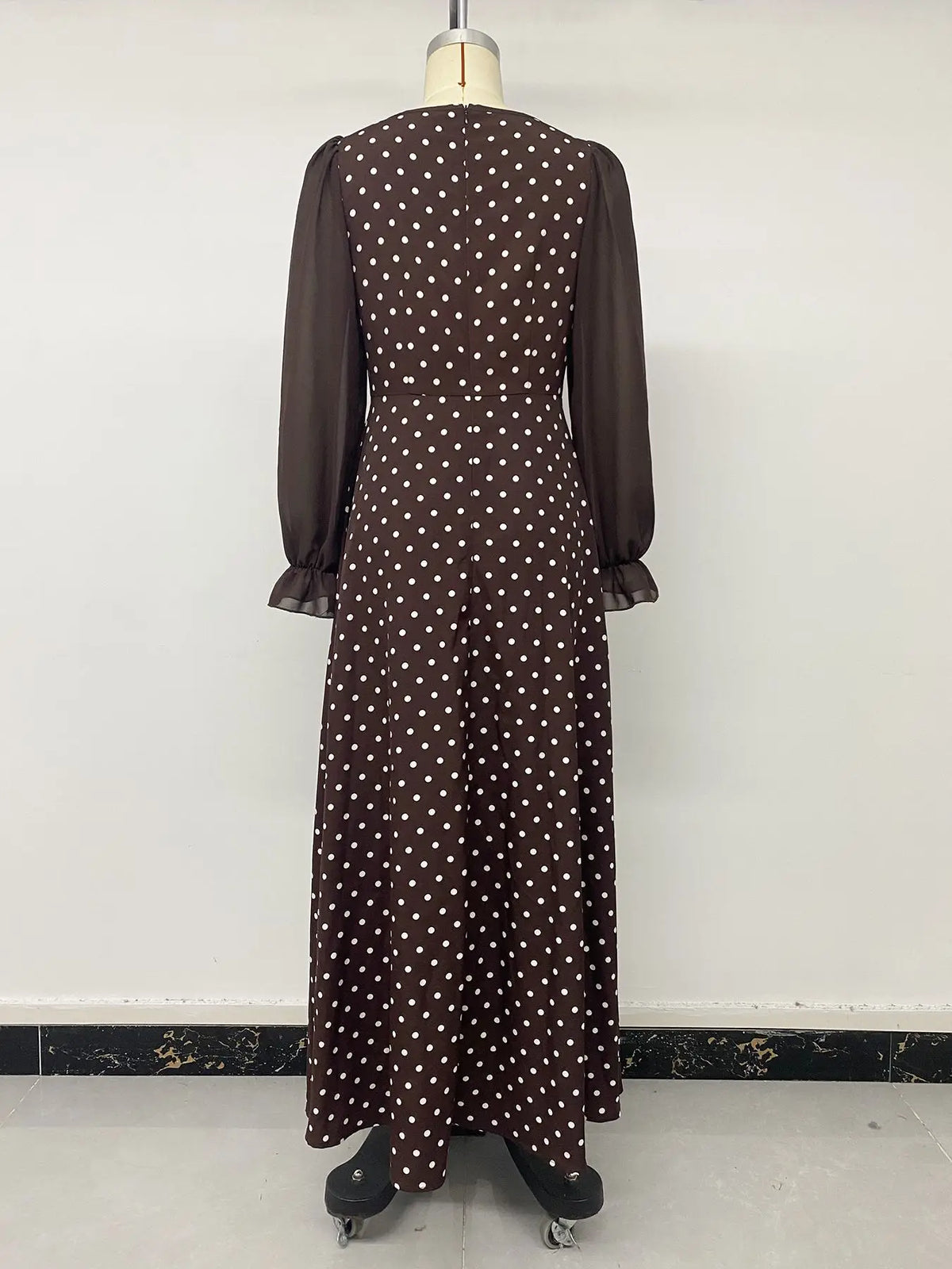 Polka Dot Mesh Maxi Dress