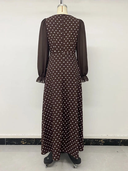Polka Dot Mesh Maxi Dress