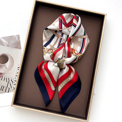 Print Silk Feeling Hairband Scarf