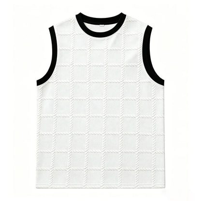 Jacquard Contrast-Trim Tank Top