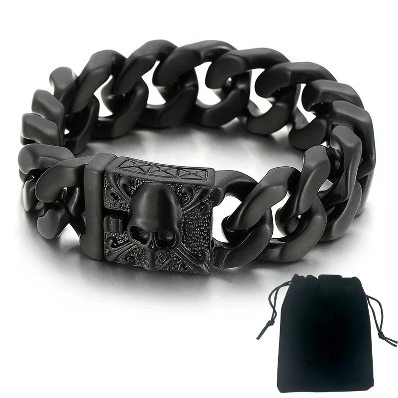 Men’s Heavy Punk Skull Cuban Bracelet
