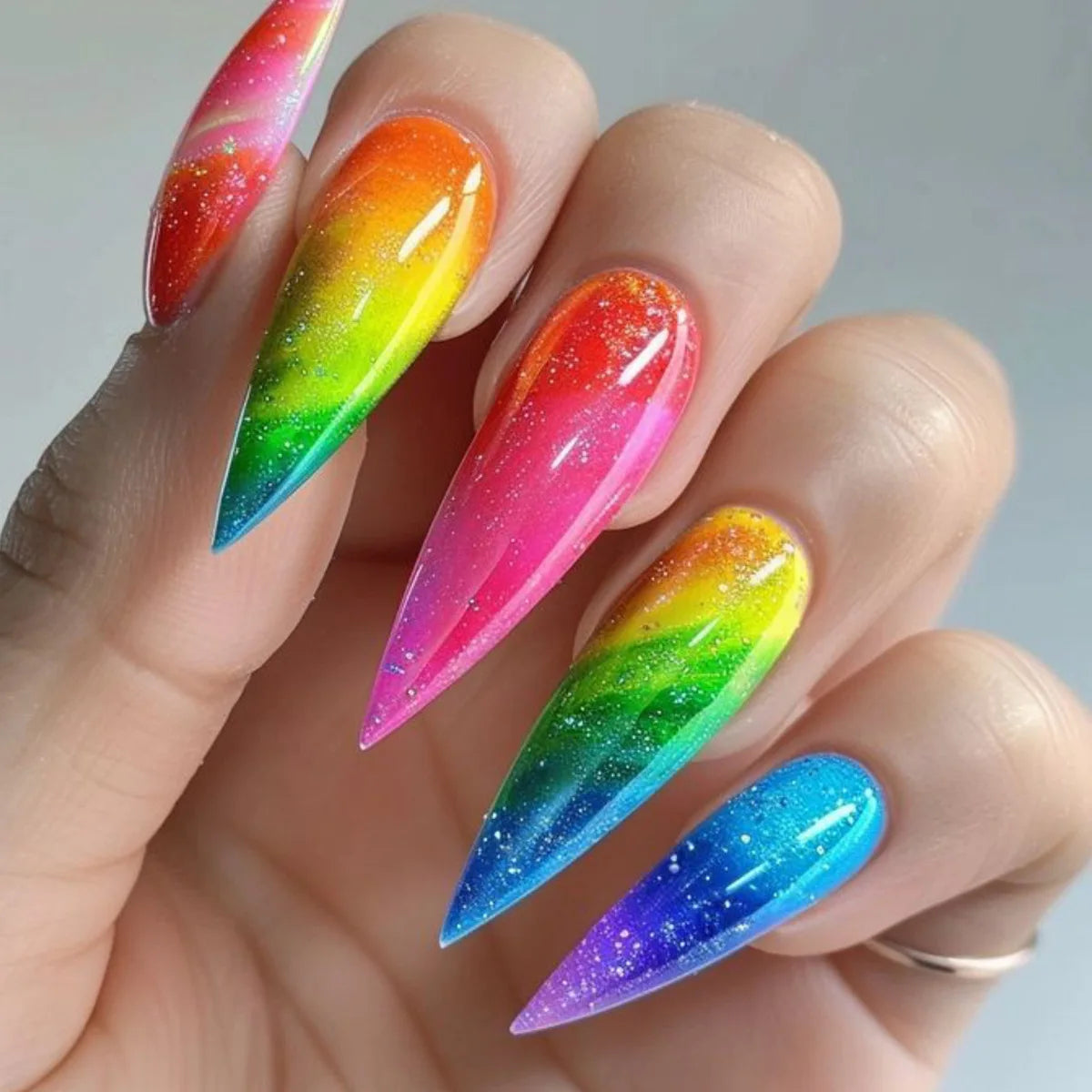 Almond Red Press Nails
