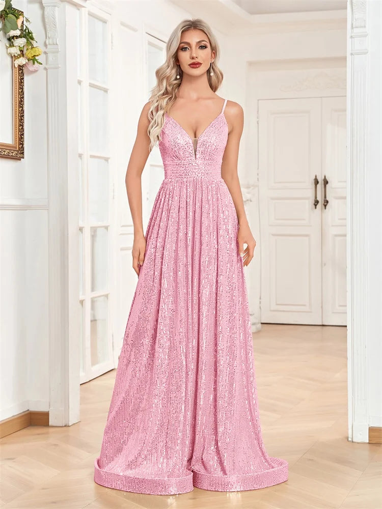 Sequin V-Neck  Mermaid Formal Wedding