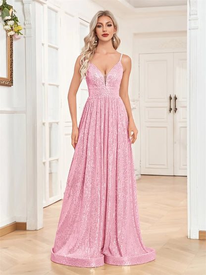 Sequin V-Neck  Mermaid Formal Wedding