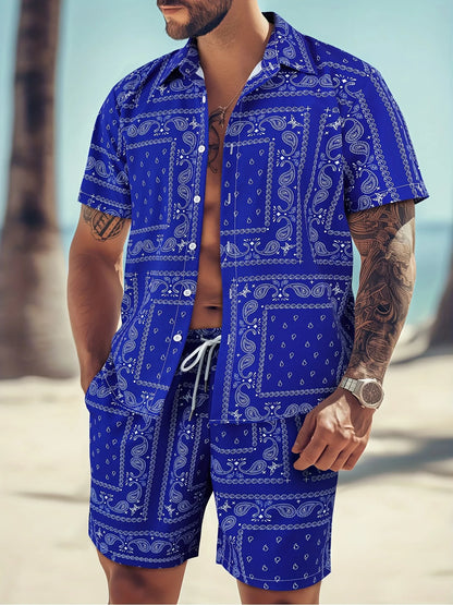 Paisley Print Shorts Shirt Set