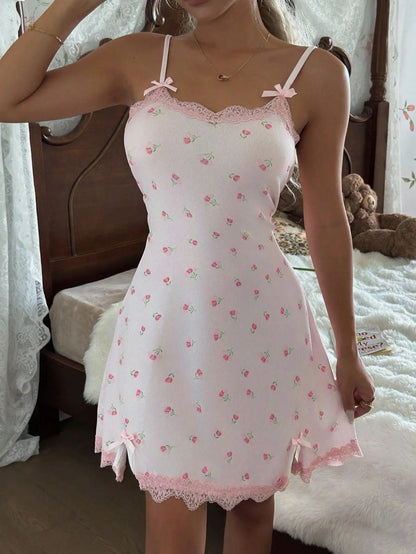 Floral Lace Camisole Nightgown