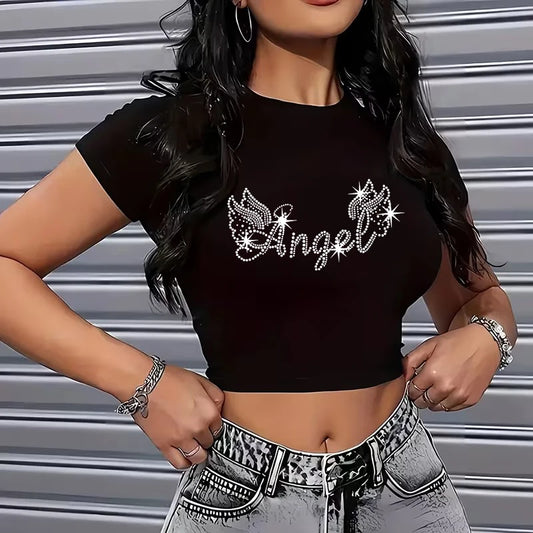 Angel Wing Graphic Crop Top