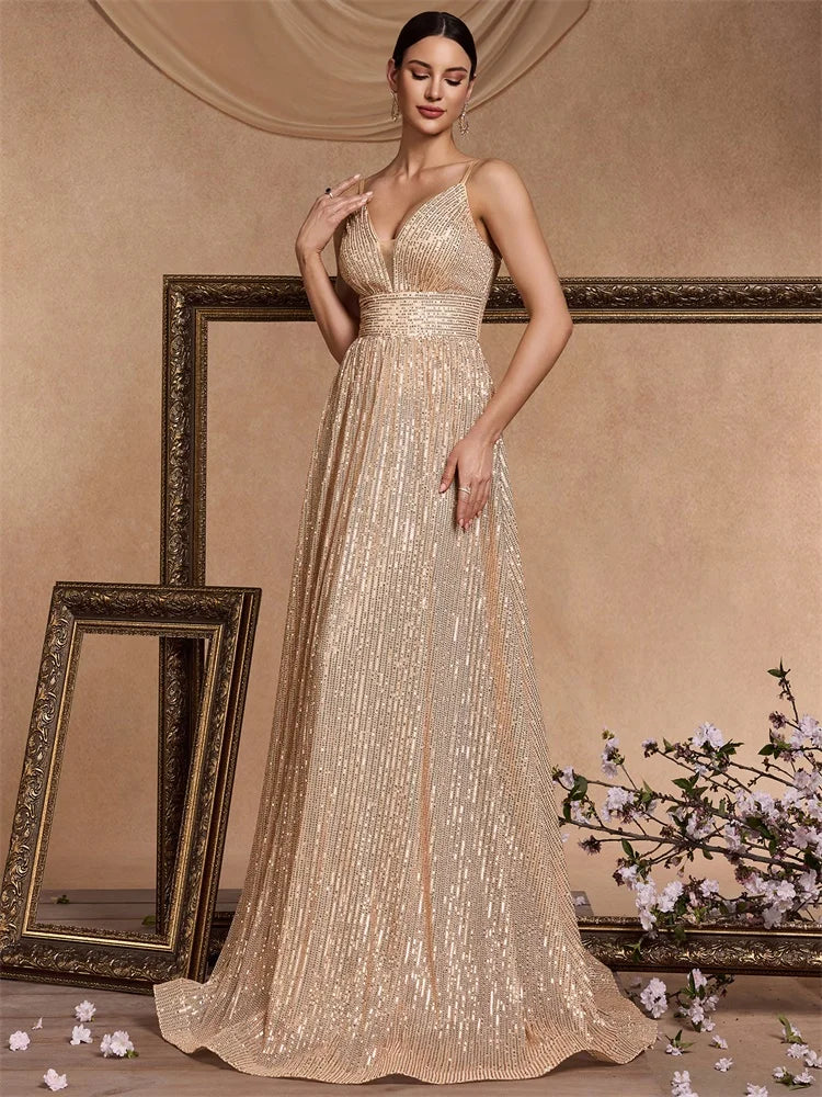 Sequin V-Neck  Mermaid Formal Wedding