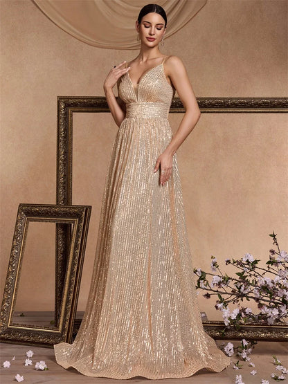 Sequin V-Neck  Mermaid Formal Wedding