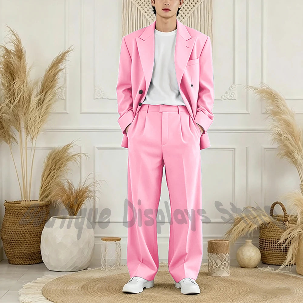 Peak-Lapel Loose Casual Suit Set