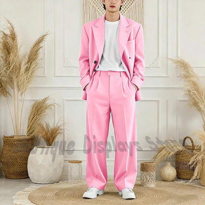 Peak-Lapel Loose Casual Suit Set