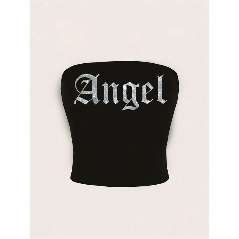 Gothic Script Bandeau Top