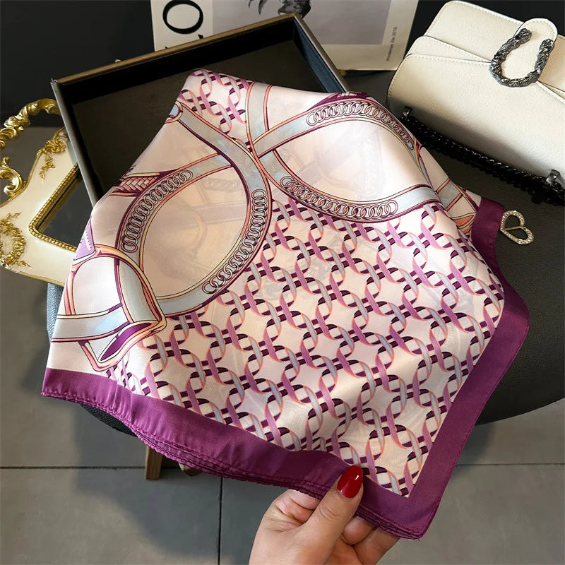 Bandana Print Silk Square Scarf