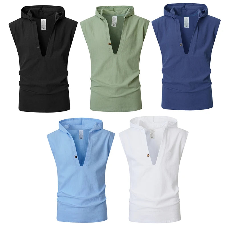 Hooded Button Beach Tank Top