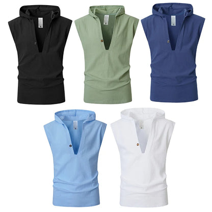 Hooded Button Beach Tank Top