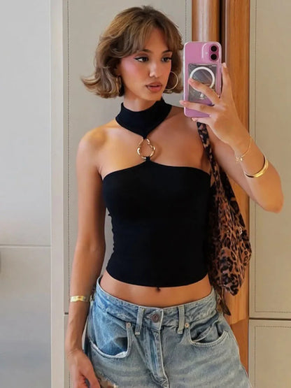 Turtleneck Buckle Tank Top