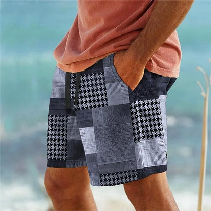 3D Geometric Grid Beach Shorts