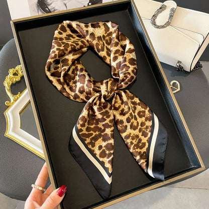Leopard Print Satin Headscarf