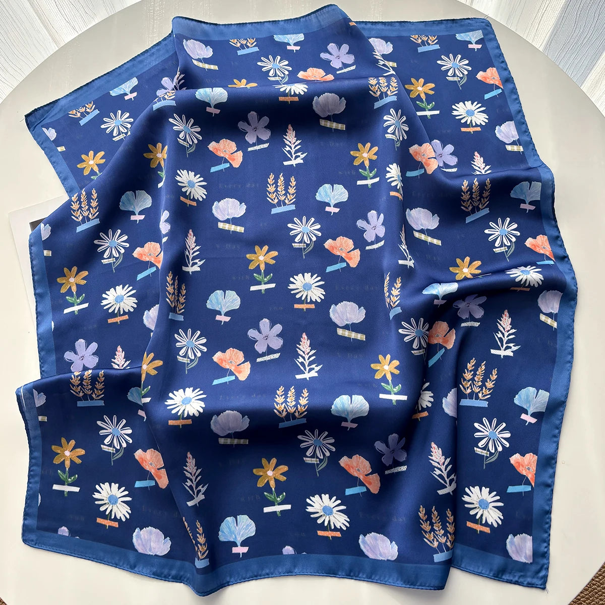 Floral Print Silk Shawl Scarf