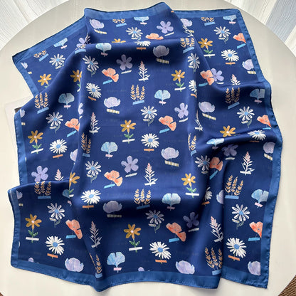 Floral Print Silk Shawl Scarf