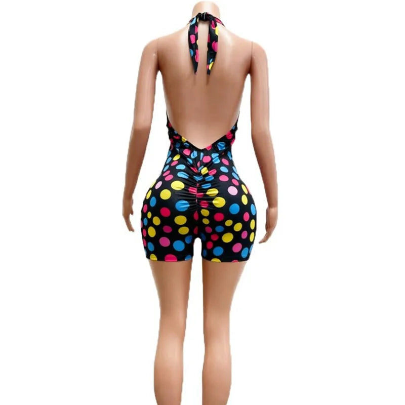 Polka Dot Halter Playsuit
