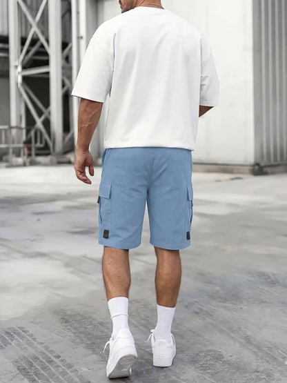 Cargo Shorts Drawstring Buckle Pockets