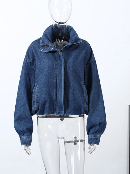 Stand Collar Single-Button Jacket