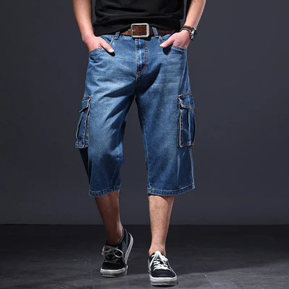 Multi-Pocket Workwear Denim Shorts