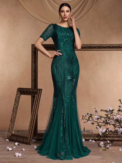 Sequin Mermaid Evening Gown