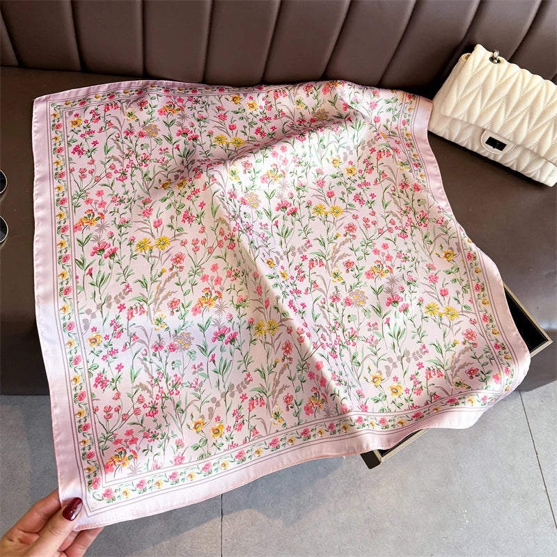 Floral Polyester Square Scarf