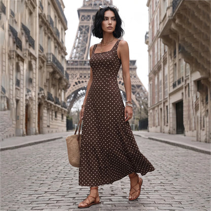 Polka Dot Sleeveless A-Line Dress