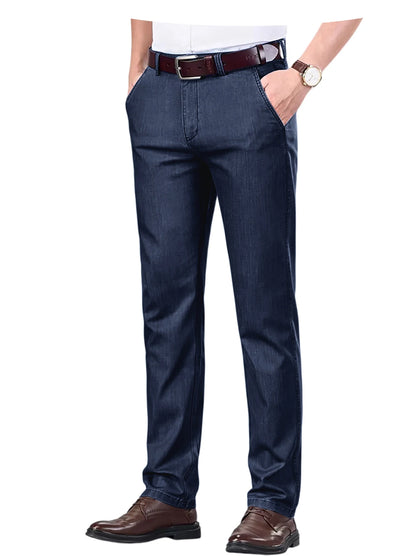 Straight Leg Denim Dress Pants