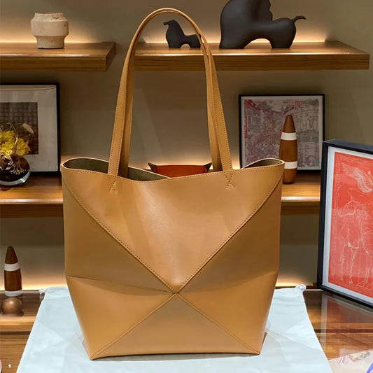 Folding Leather Handbag