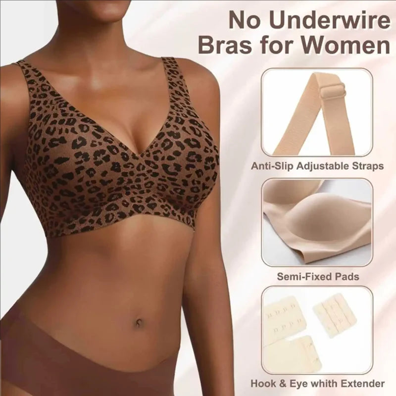Wire-Free Leopard Print Bra
