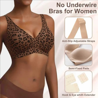 Wire-Free Leopard Print Bra