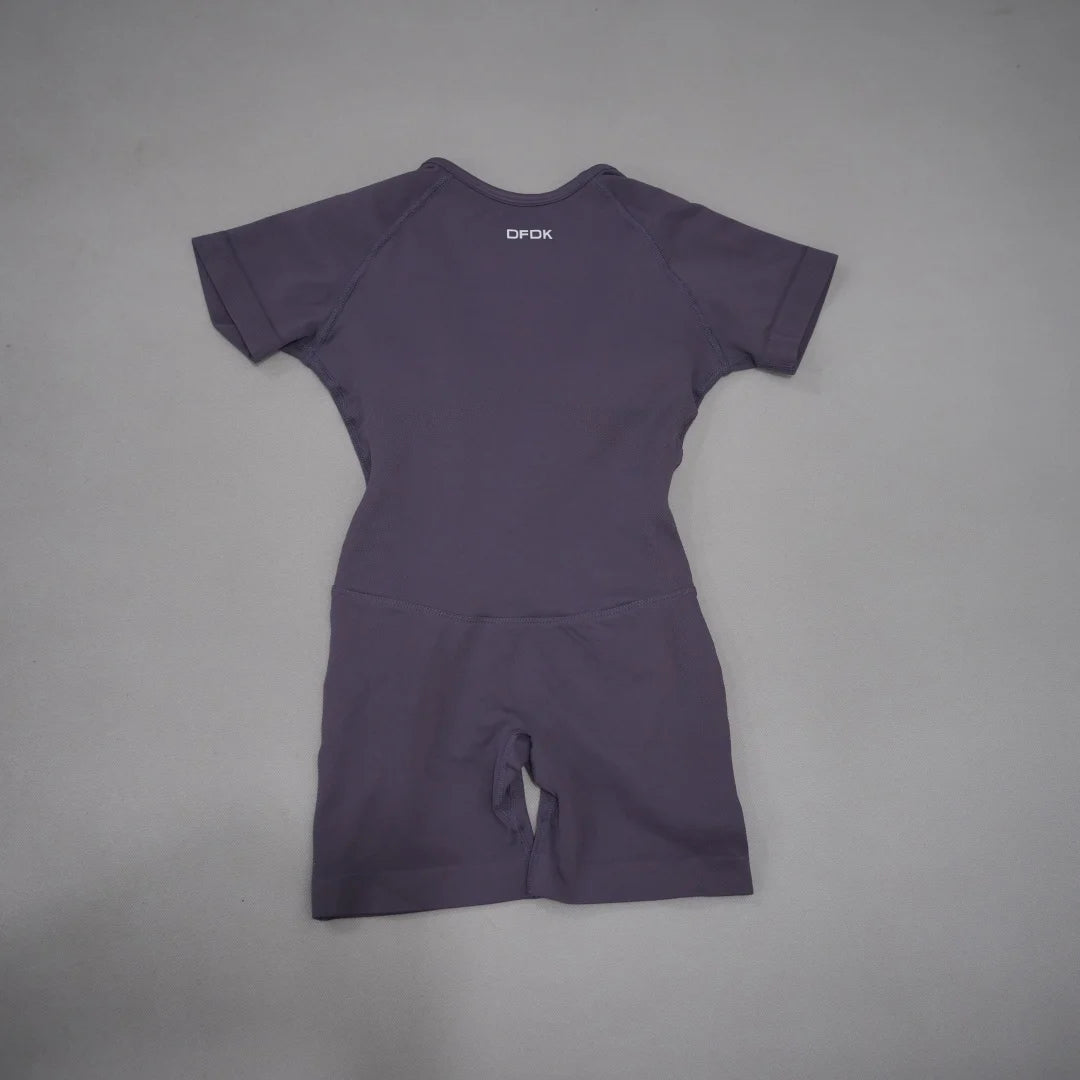 Backless Short-Sleeve Yoga Playsuit