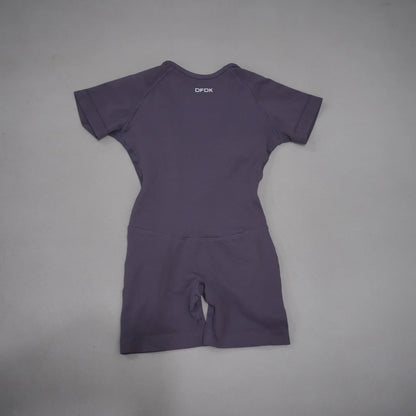 Backless Short-Sleeve Yoga Playsuit
