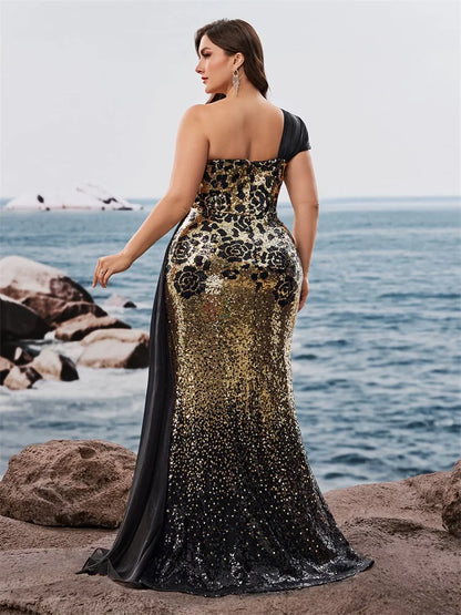 Plus Size Elegant off-shoulder Sleeveless Evening Dresses