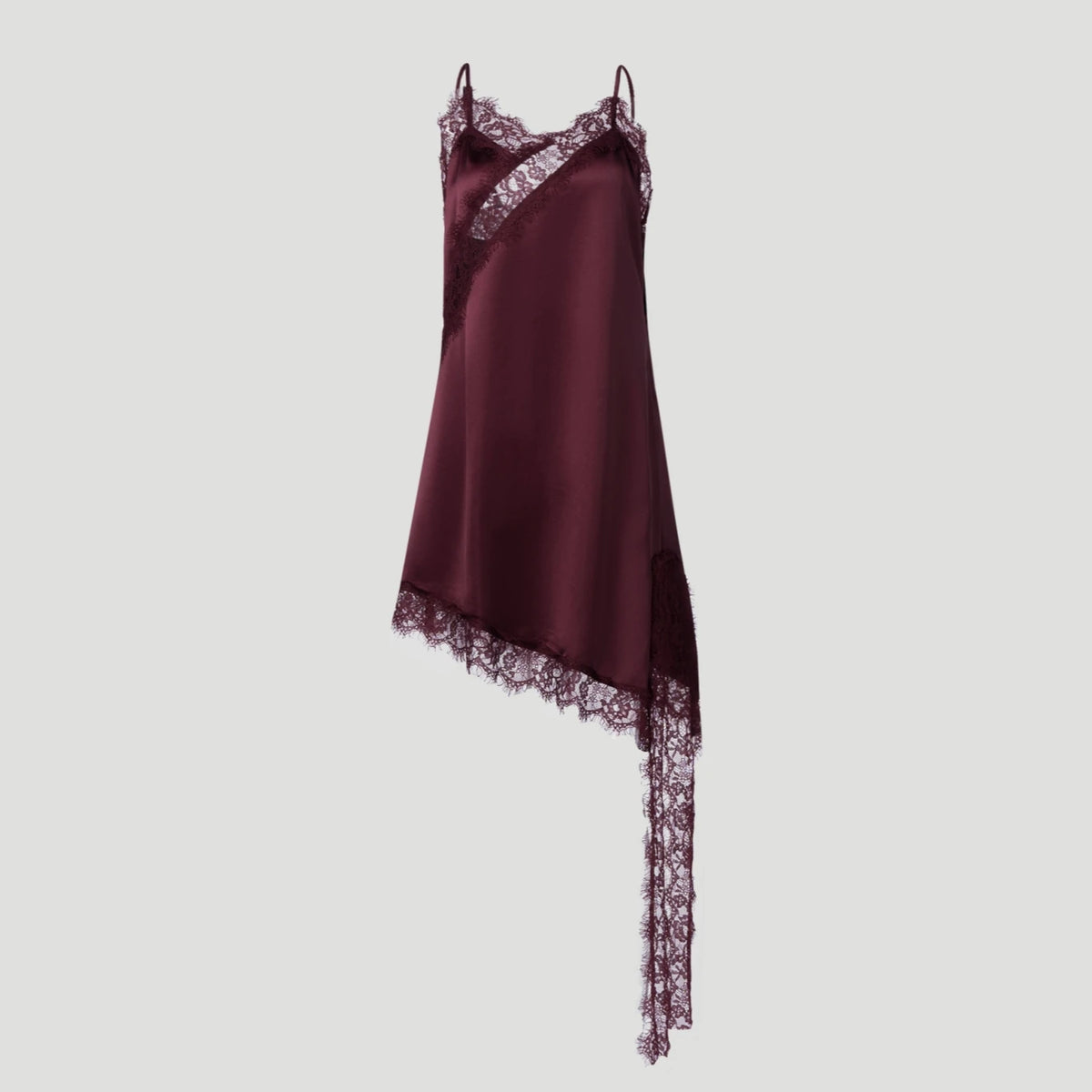 Asymmetrical Lace-Trim Mini Dress