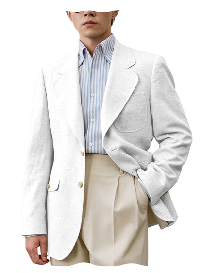 Linen Notch-Lapel Casual Blazer
