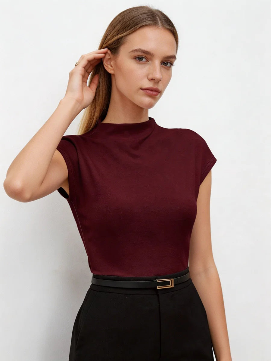 Burgundy Mock Neck Top