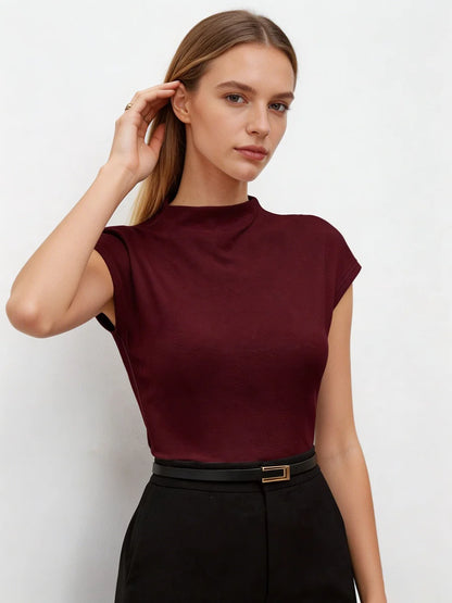 Burgundy Mock Neck Top