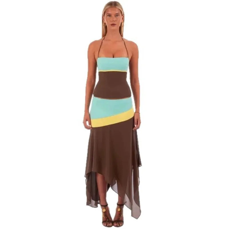 Patchwork Camisole Skirt Set