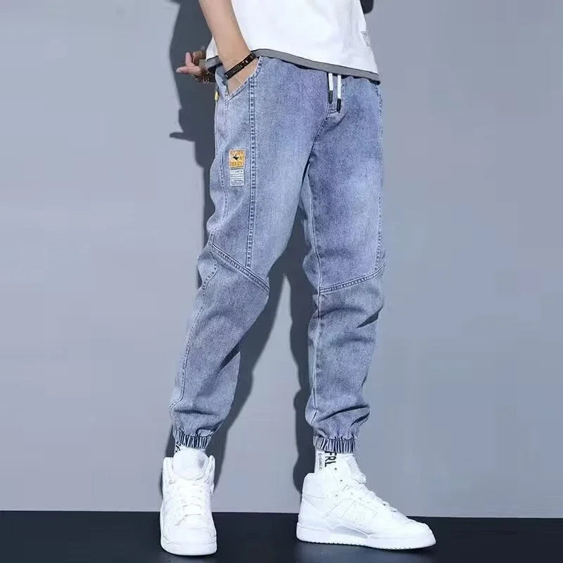 Elastic Harem Cargo Denim Joggers