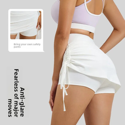 High-Waist Drawstring Sports Skort