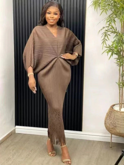 Autumn Pleated Midi Dress – Miyake Inspired