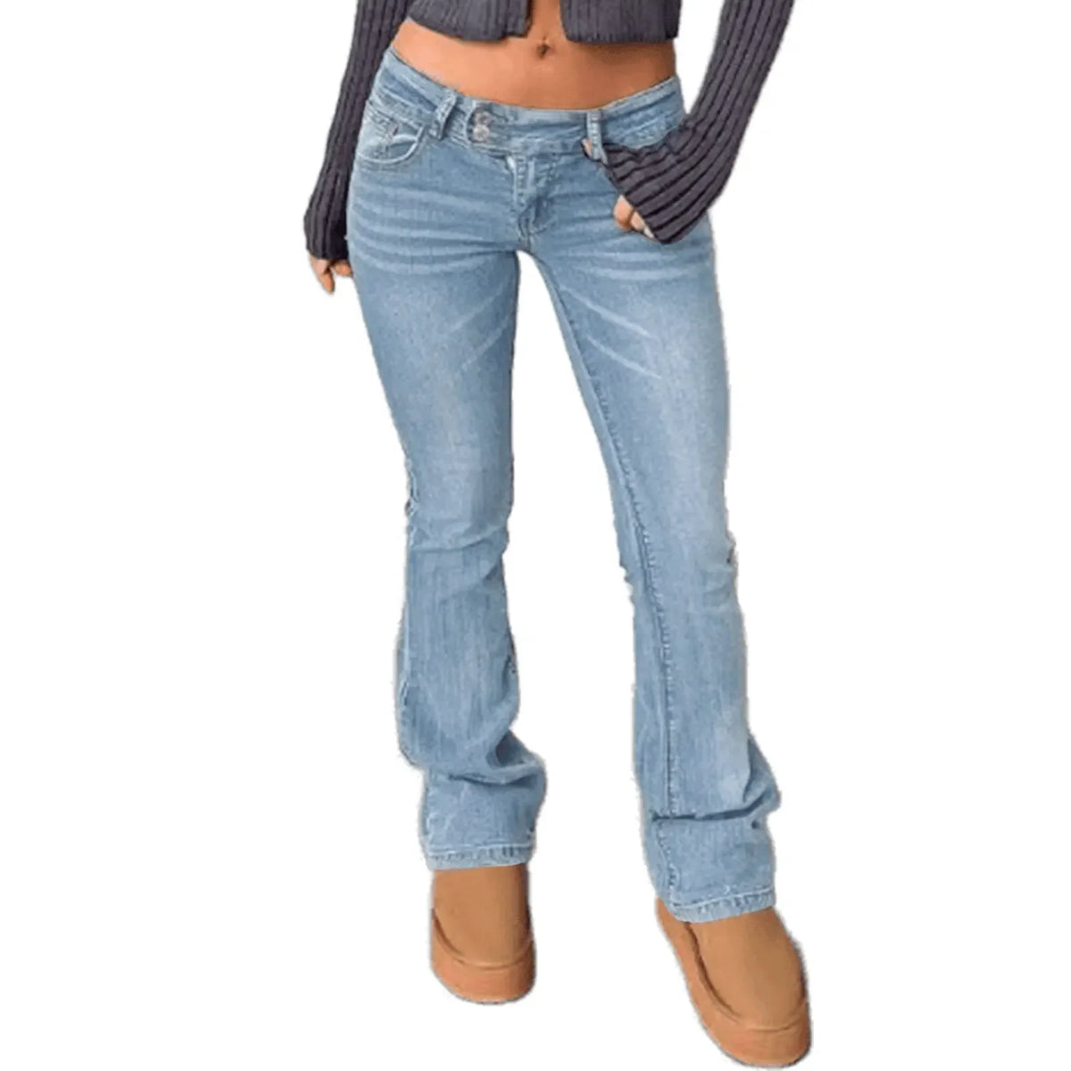 Faded Wash Button-Fly Jeans