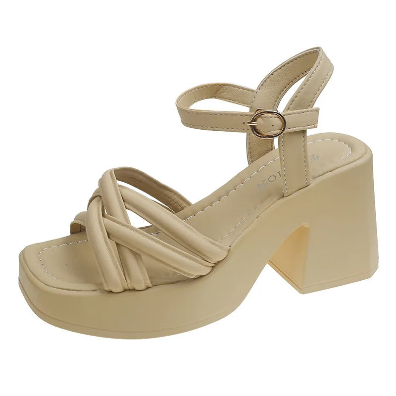 Buckle Square Heel Sandals
